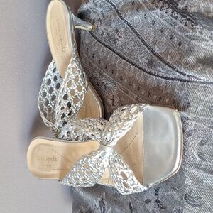 Kate spade silver kitten heel sandals size 8